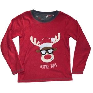 Xmas vibes reindeer long sleeve eves fleece pajama top